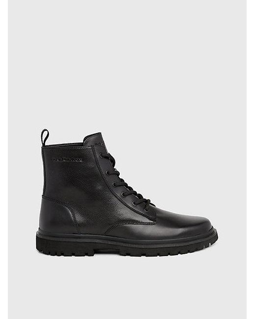 Calvin Klein Leren Chelsea Boots in het Black voor heren
