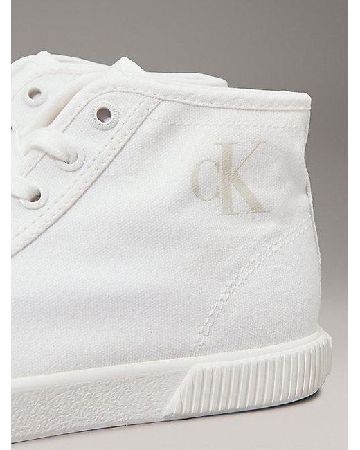 Calvin Klein Canvas High-Top Sneakers Met Laag Profiel in het Metallic