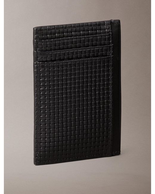 Calvin Klein Black Embossed Woven Card Case for men
