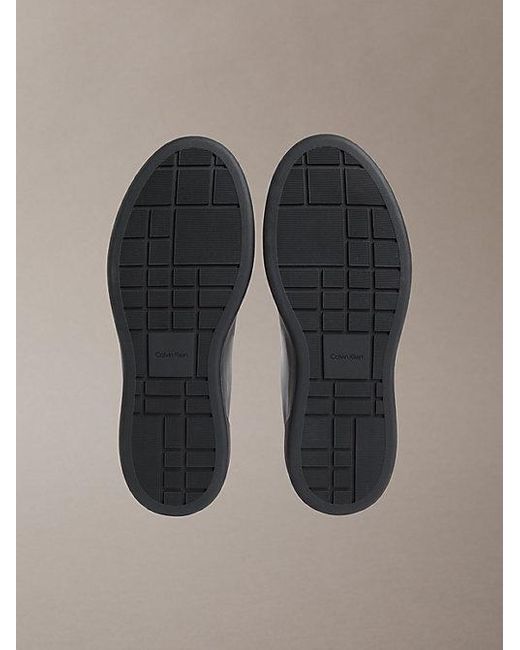 Calvin Klein Gray Jeans Premier Leather Signature Trainers for men