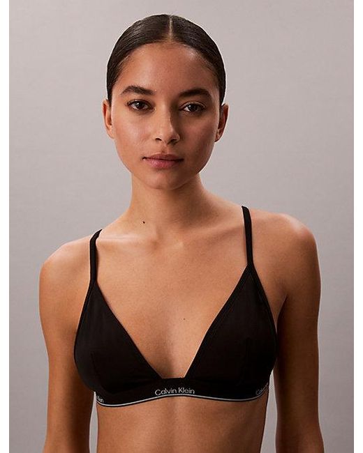 Calvin Klein Black Triangle Bikini Top Ck Icon