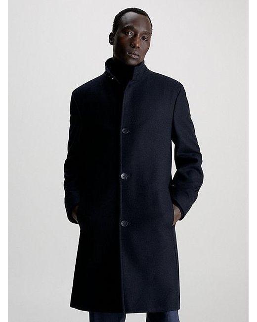 Abrigo de lana con cuello chimenea Calvin Klein de hombre de color Blue