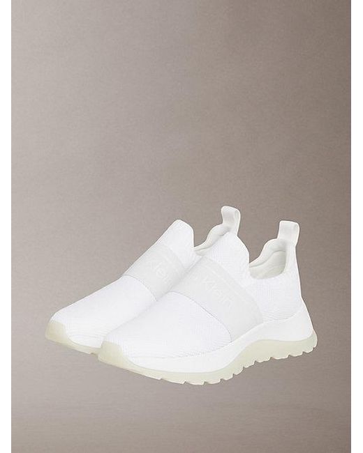 Calvin Klein White Mesh Slip On Chunky Runner Sock Trainers