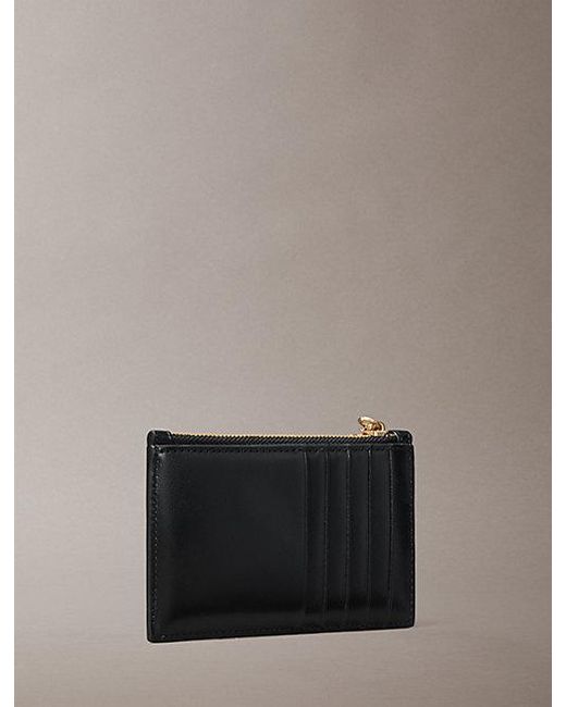 Calvin Klein Gray Leather Rfid Monogram Charm Cardholder