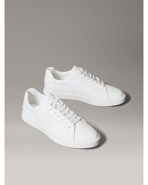 Baskets En Cuir À Motif Logo Emblème Calvin Klein en coloris Metallic