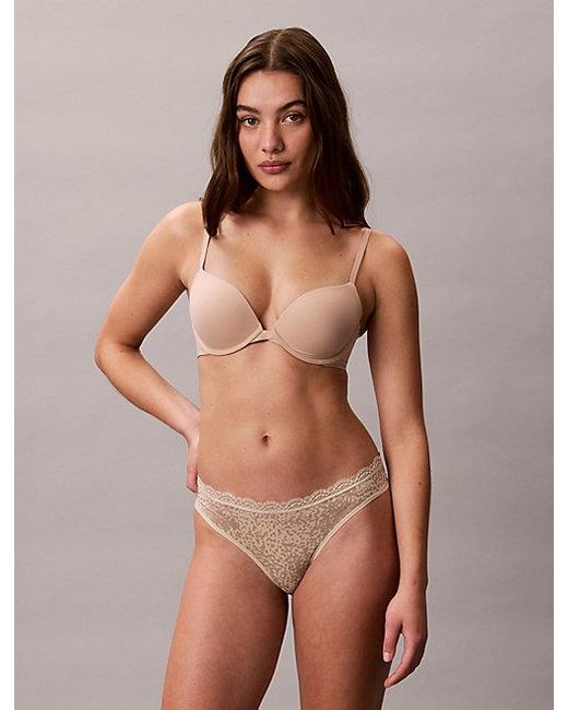 Calvin Klein Gray 3 Pack Thongs Microfibre Stretch Lace
