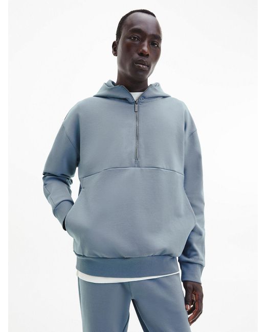 Sweat à capuche relaxed à col zippé Calvin Klein pour homme en coloris Bleu  | Lyst