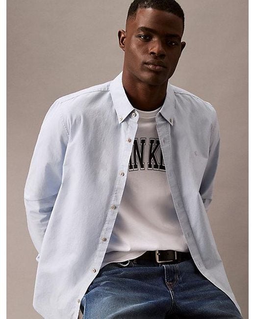 Calvin Klein Klassiek Overhemd Van Oxford Katoen in het White voor heren