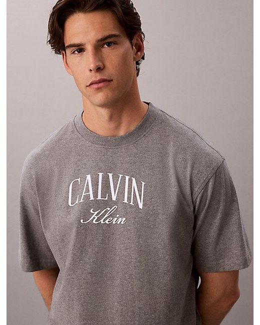 Calvin Klein Gray Jeans Relaxed Arched Logo T-Shirt for men