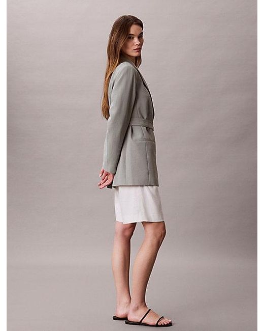 Calvin Klein Brown Casual Twill Belted Blazer