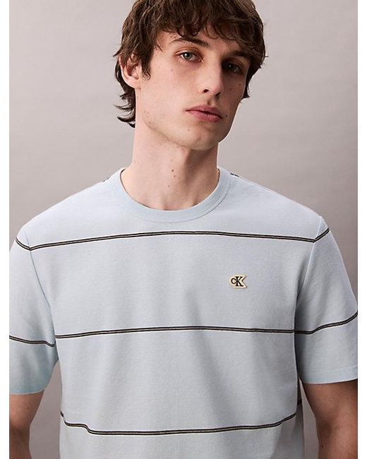 Calvin Klein Gray Jeans Wide Stripe Easy Tee for men