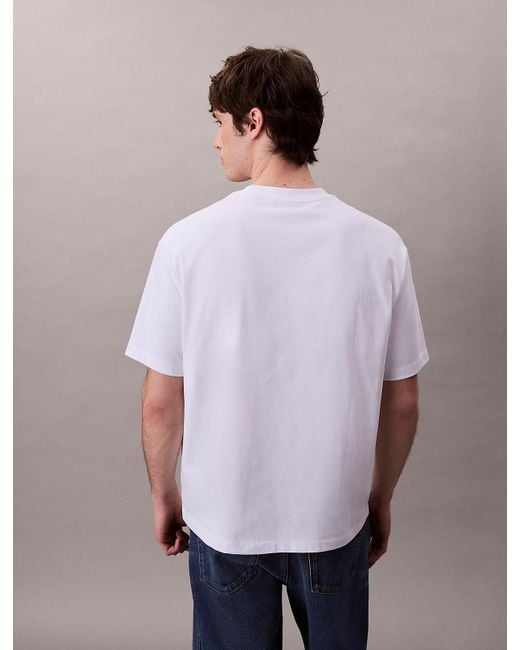 T-Shirt Con Monogramma Dal Taglio Relaxed di Calvin Klein in Purple da Uomo
