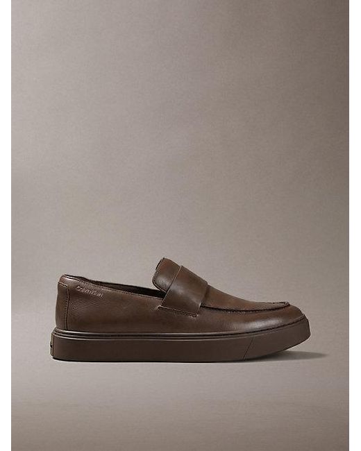 Calvin Klein Brown Leather Hybrid Cupsole Loafers for men