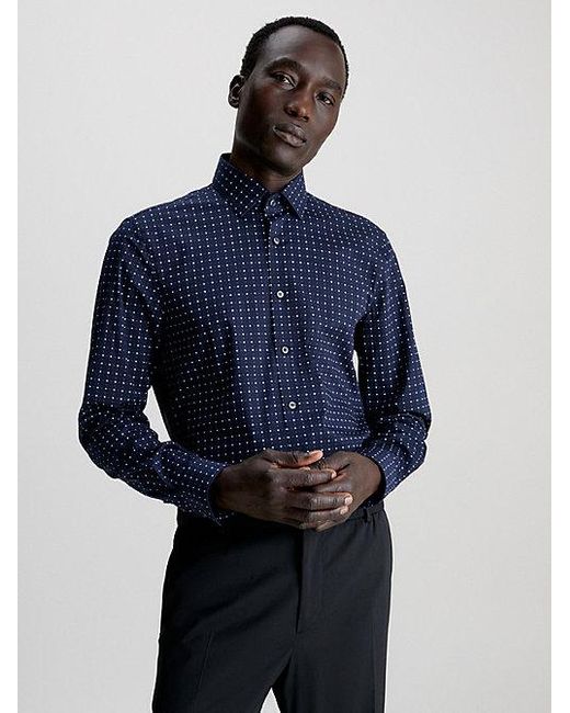 Calvin Klein Bedrucktes schmales Hemd aus Popeline in Blau für Herren |  Lyst DE