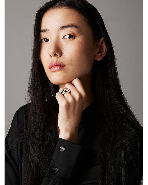 Calvin Klein White Zweifarbiger Klobiger Ring