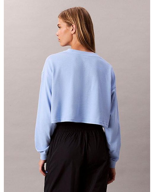 Calvin Klein White Cropped Pyjama Top Logo Cotton Jersey