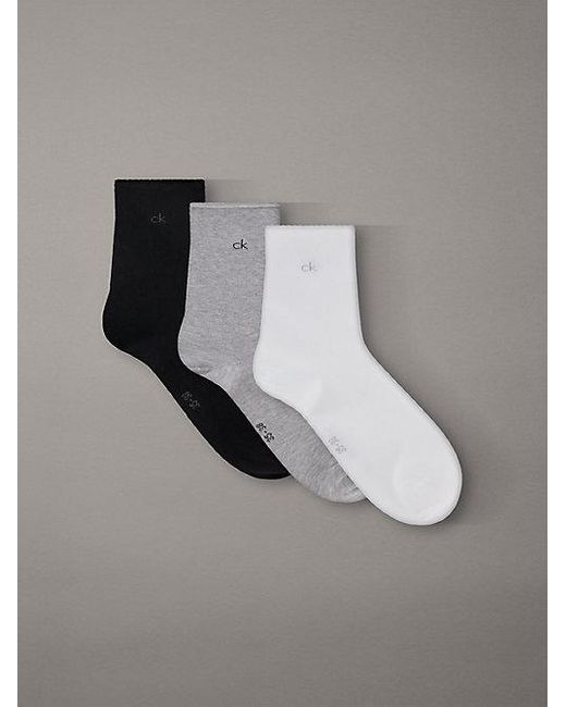 Calvin Klein Metallic 3 Pack Soft Cotton Rolltop Crew Socks