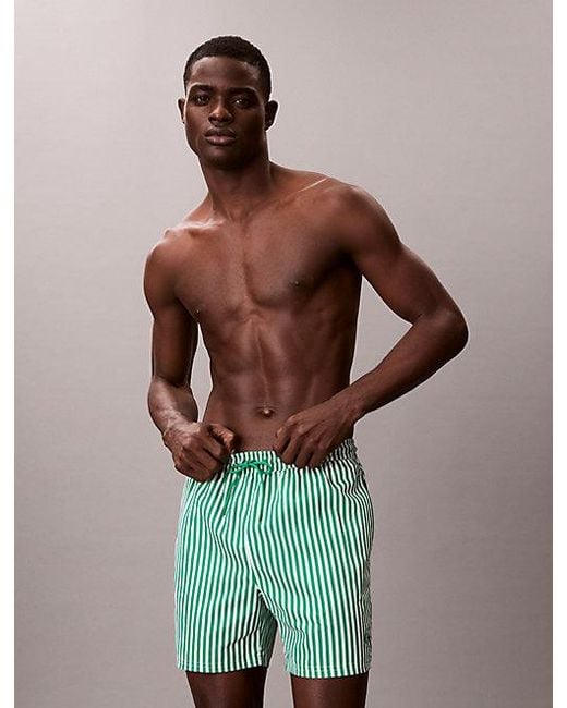 Calvin Klein Brown Medium Drawstring Swim Shorts Ck Monogram for men