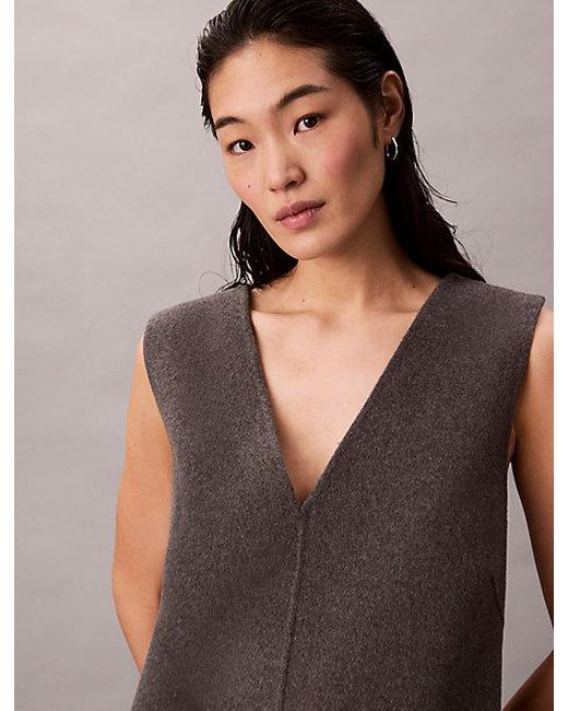 Calvin Klein Gray Double Face Wool Dress
