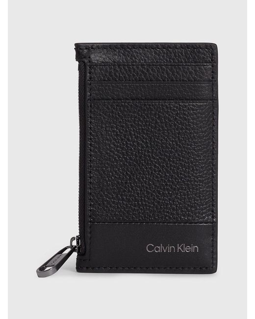 Porte-cartes en cuir zippé Calvin Klein pour homme en coloris Black