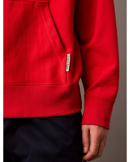 Sweat-Shirt À Capuche Oversize En Daim Et Tissu Éponge Calvin Klein pour homme en coloris Red
