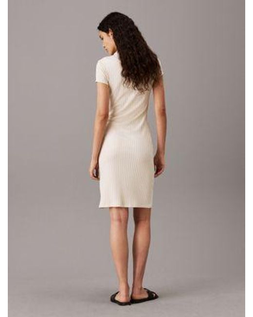 Calvin Klein Natural Schmales, geripptes Kleid mit Reißverschluss