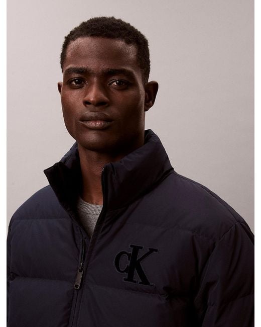 Calvin Klein Blue Chenille Monogram Puffer Jacket for men