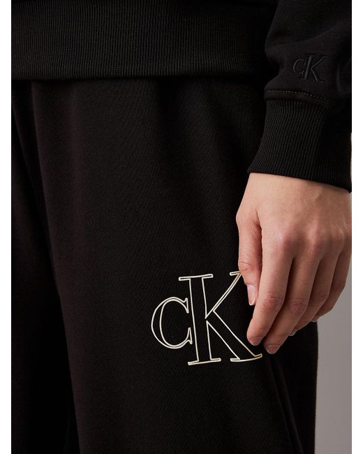Calvin Klein Black Wide Leg Monogram Joggers