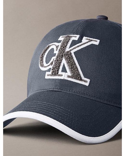 Calvin Klein Blue Textured Monogram Baseball Cap for men
