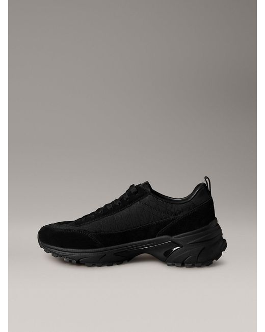 Calvin Klein Black Suede And Emblem Logo Nylon Trainers for men
