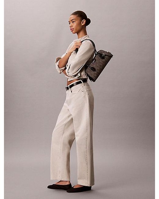 Calvin Klein Gray Emblem Jacquard Shoulder Bag