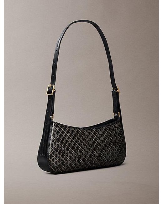 Calvin Klein Gray Small Coated Emblem Logo Shoulder Bag