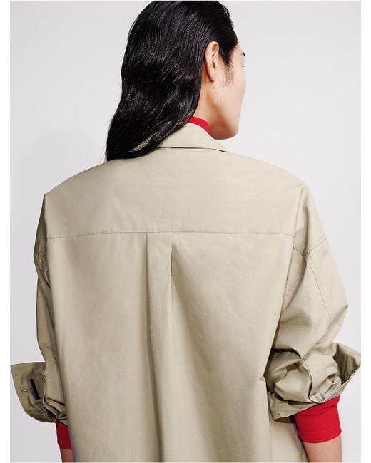 Calvin Klein Natural Poplin Woven Mini Shirt Dress