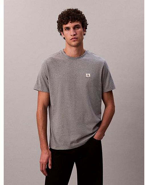 Calvin Klein Gray Jeans Cotton Badge T-Shirt for men