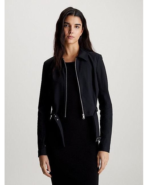 Calvin Klein Black Jacke mit Gürtel aus weichem Jersey