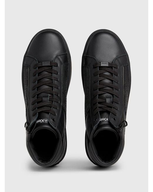 Baskets montantes en cuir Calvin Klein pour homme en coloris Black