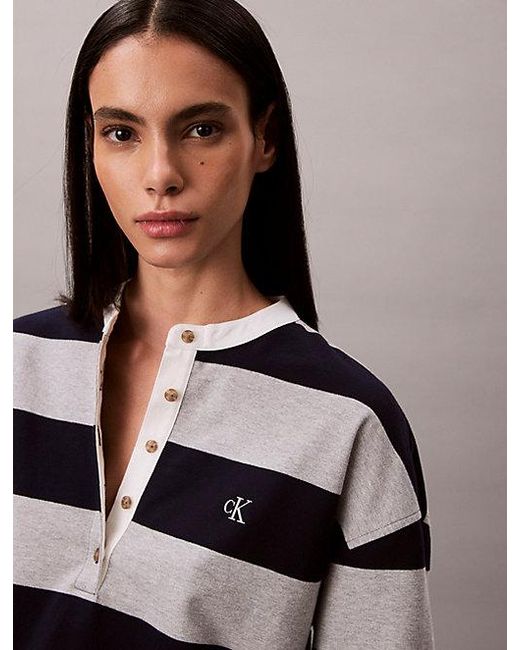 Calvin Klein Multicolor Jeans Varsity Stripe Henley Top