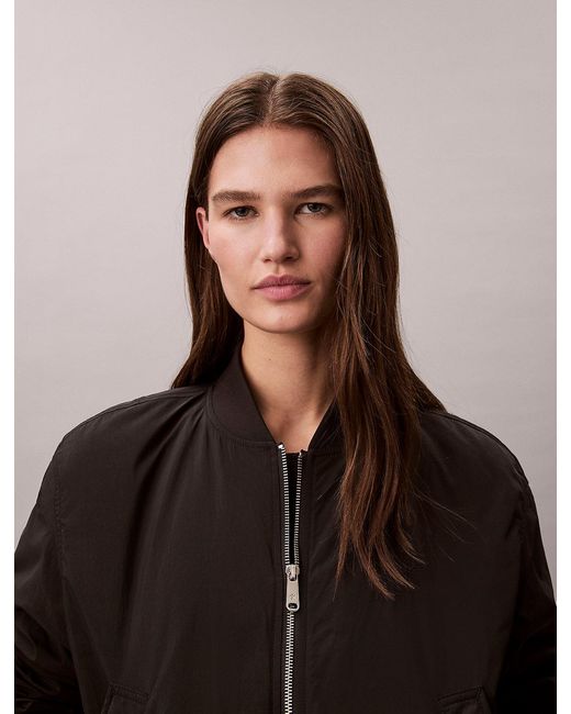 Calvin Klein Brown Lightly Padded Nylon Bomber Jacket