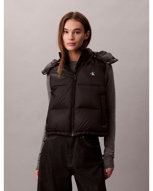 Calvin Klein Black Relaxed Hooded Down Puffer Gilet