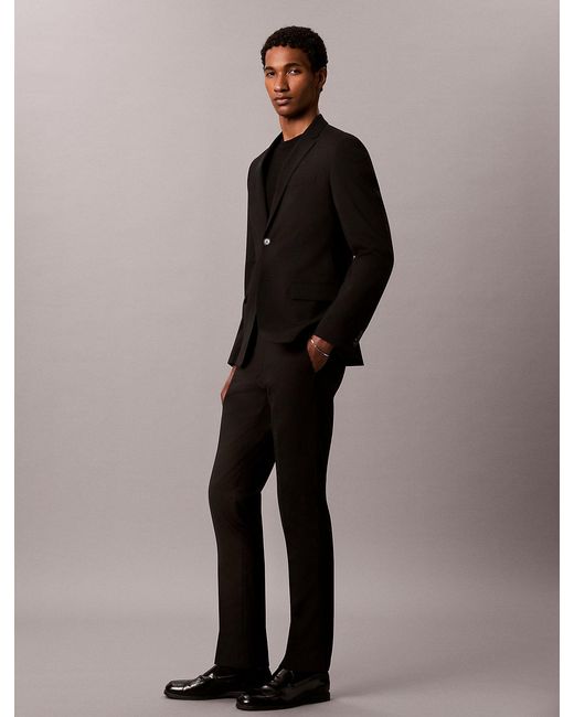 Calvin Klein Black Slim Wool Stretch Trousers for men