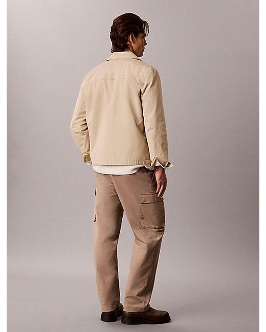 Calvin Klein Natural Jeans Straight Cotton Twill Cargo Trousers for men