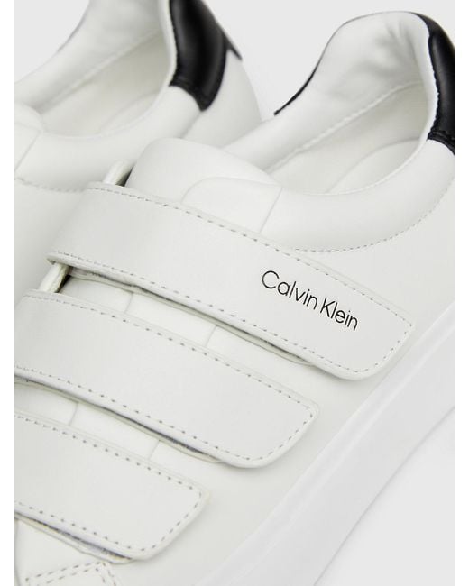 Calvin Klein White Leather Velcro Trainers