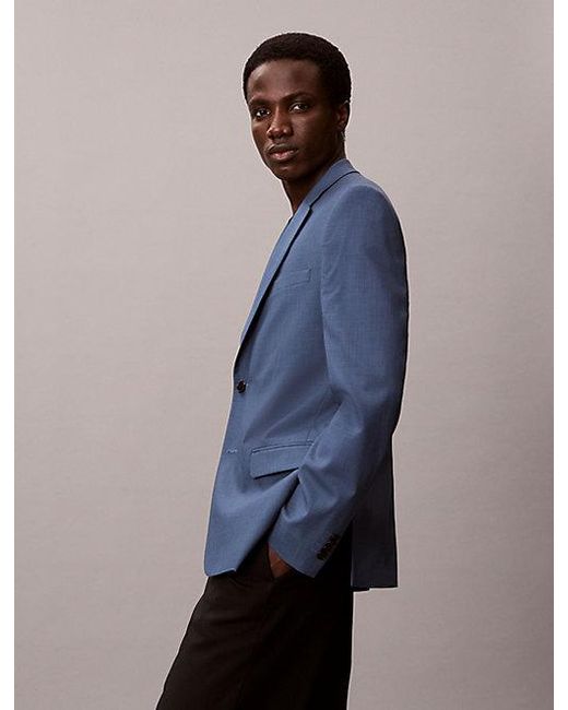 Calvin Klein Blue Houndstooth Slim Blazer for men