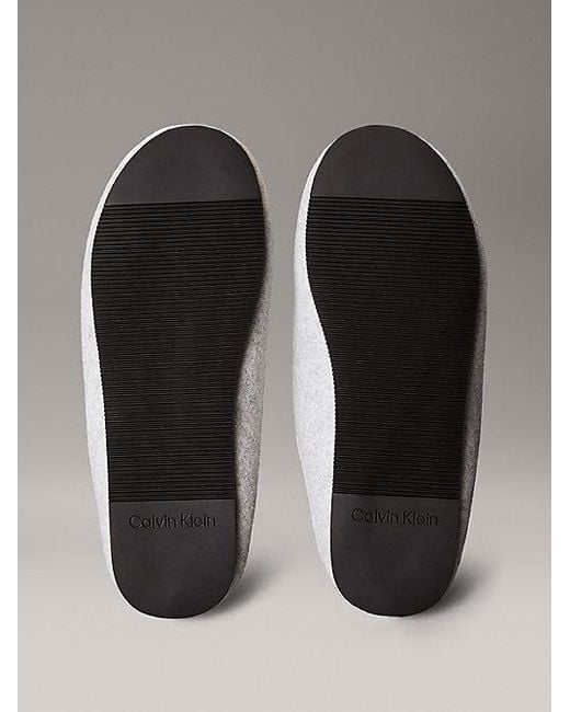 Calvin Klein Signature Vilten Muilpantoffels Met Logo in het Metallic voor heren
