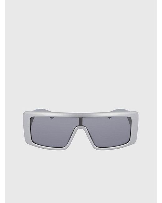 Calvin Klein Gray Jeans Shield Sunglasses Ckj23655S