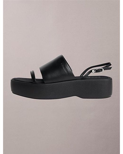 Calvin Klein Brown Amelia Leather Platform Sandals