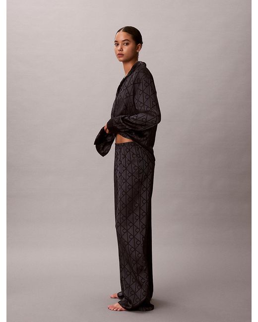 Calvin Klein Brown Satin Sheen Print Pyjama Pants