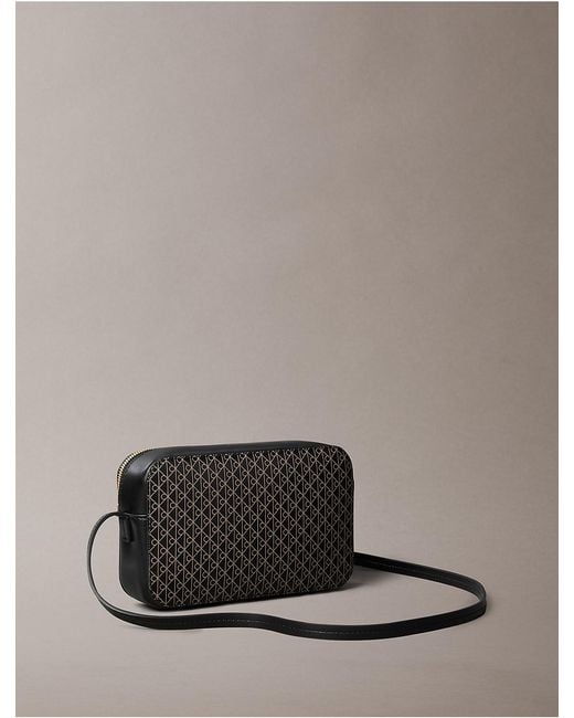 Calvin Klein Gray Allover Emblem Logo Camera Bag