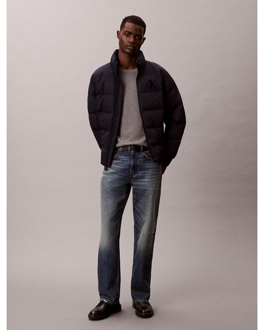 Calvin Klein Blue Chenille Monogram Puffer Jacket for men