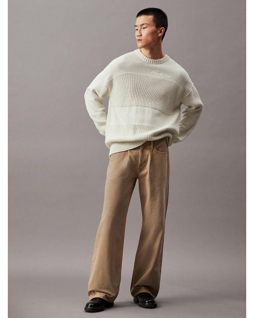 Jean Wide Leg Pleated Calvin Klein pour homme en coloris Natural